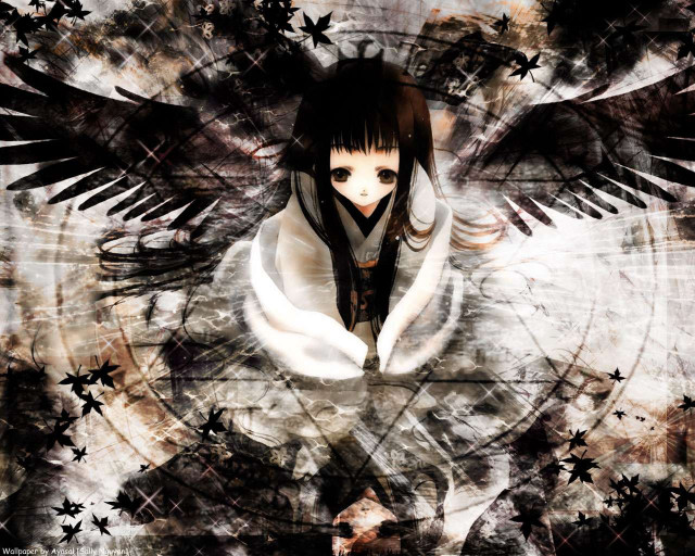 Girl wings whitecoat starry gothic free wallpaper for desktop - medium preview image