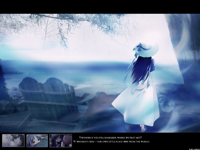 White dress woman hat tree free wallpaper for desktop - medium preview image