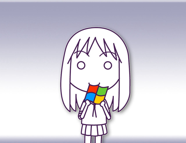 Cartoon girl colorful square blue free wallpaper for desktop - medium preview image