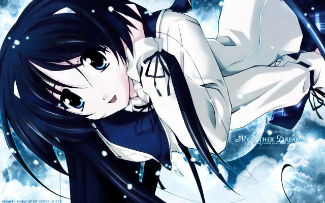Anime girl snow laying eyes free wallpaper for desktop - medium preview image