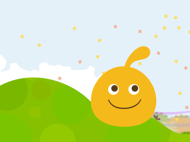 Cartoon smiling character field flowers free wallpaper for desktop - medium preview image