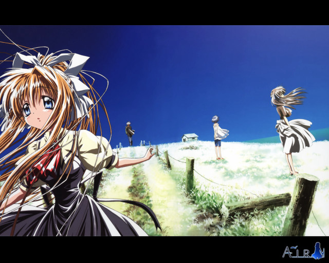 Girl field blue sky matte free wallpaper for desktop - medium preview image