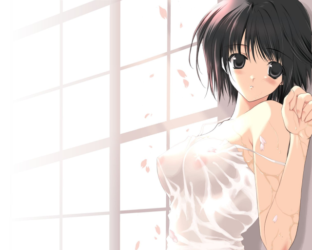 Black haired woman anime blush free wallpaper for desktop - medium preview image