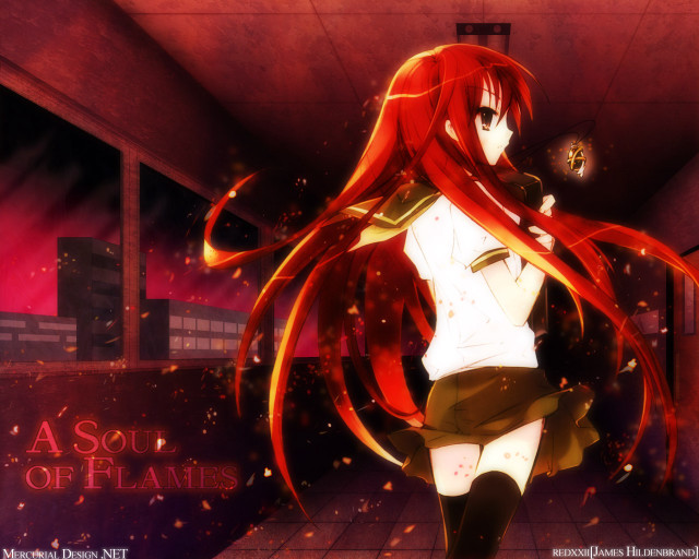 Red haired girl hallway school free wallpaper for desktop - medium preview image