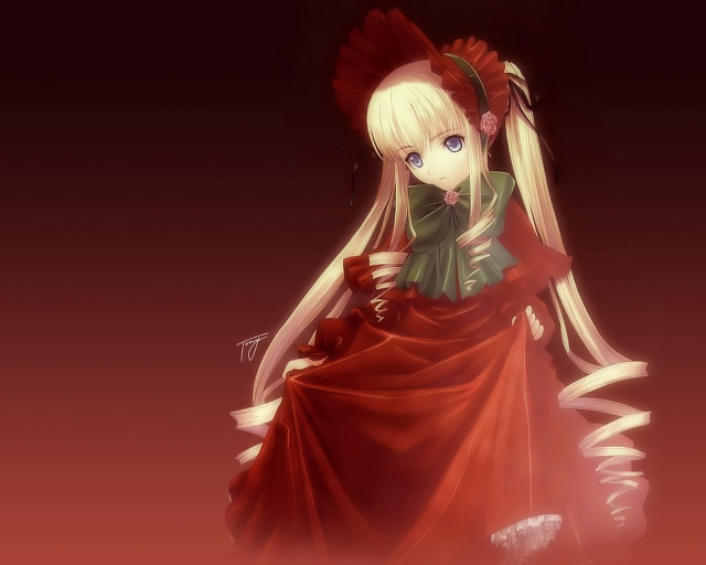 Alice blonde red dress flower free wallpaper for desktop - medium preview image