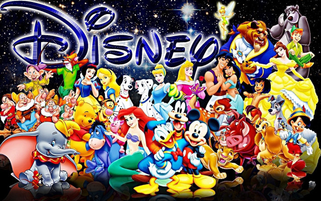 Disney cartoon characters black background free wallpaper for desktop - medium preview image