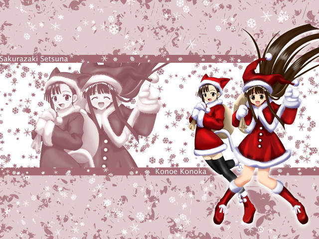 Christmas anime girls dance snowflakes free wallpaper for desktop - medium preview image