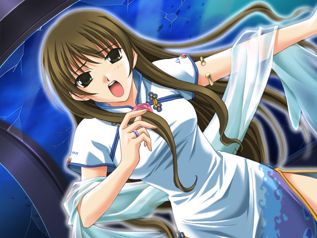 Girl longhair white shirt blue free wallpaper for desktop - medium preview image