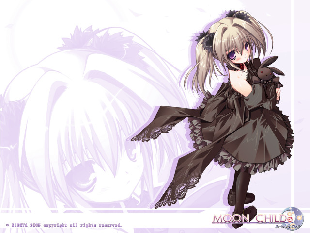Anime girl black dress cat free wallpaper for desktop - medium preview image