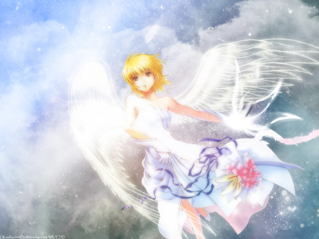 Blonde girl white dress angel #2 free wallpaper for desktop - medium preview image