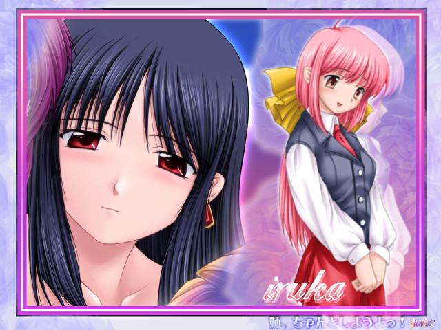 Pink hair black white shirt free wallpaper for desktop - medium preview image