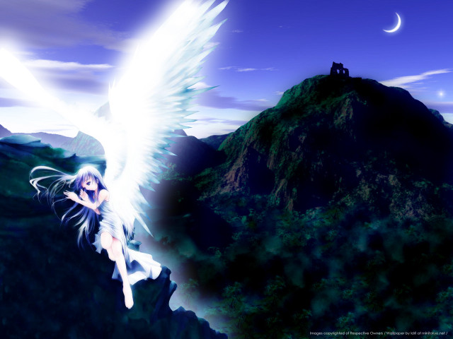 Fairy wings mountain castle moon free wallpaper for desktop - medium preview image