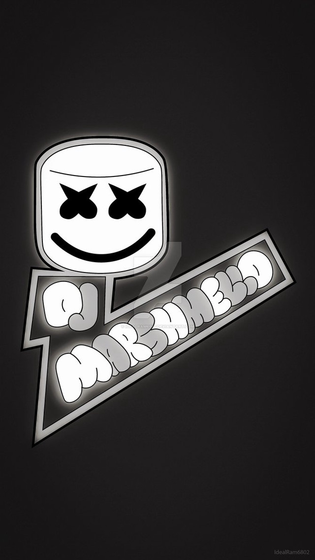 Marshmallow smiley logo black white free wallpaper for mobile - medium preview image