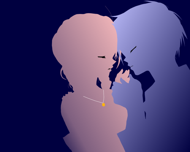 Kissing couple night blue background free wallpaper for desktop - medium preview image
