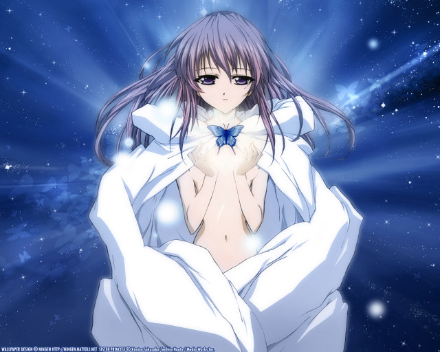 Woman butterfly white dress aurora free wallpaper for desktop - medium preview image