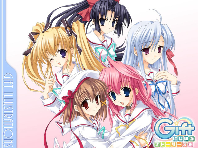 Anime girls white hair pink free wallpaper for desktop - medium preview image