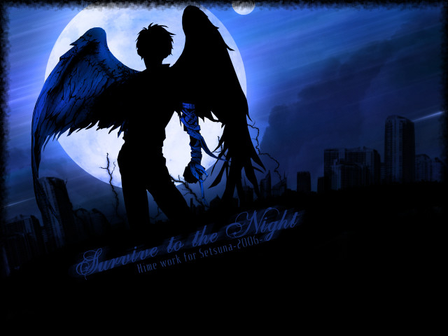 Silhouette angel wings city fullmoon free wallpaper for desktop - medium preview image