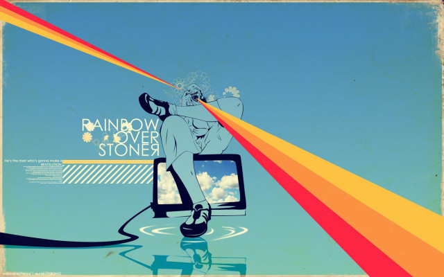 Rainbow psychedelic woman profile cloud free wallpaper for desktop - medium preview image