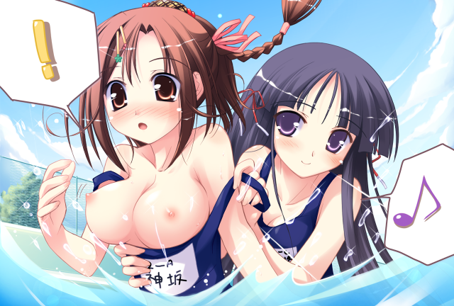 Anime girls bathing suits music free wallpaper for desktop - medium preview image