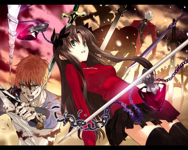 Anime characters swords gothic art free wallpaper for desktop - medium preview image