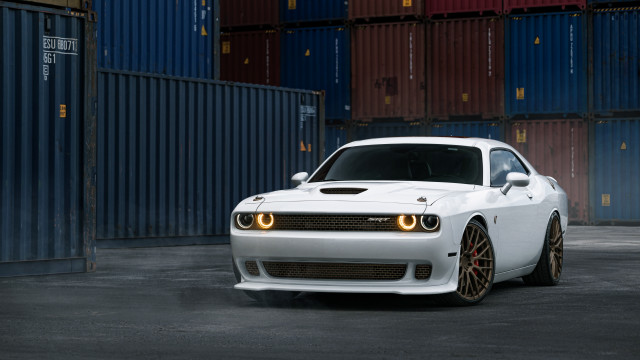 White car container warehouse blackfloor free wallpaper for desktop - medium preview image