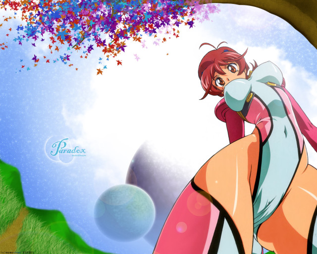 Cartoon girl pinkblue dress tree free wallpaper for desktop - medium preview image