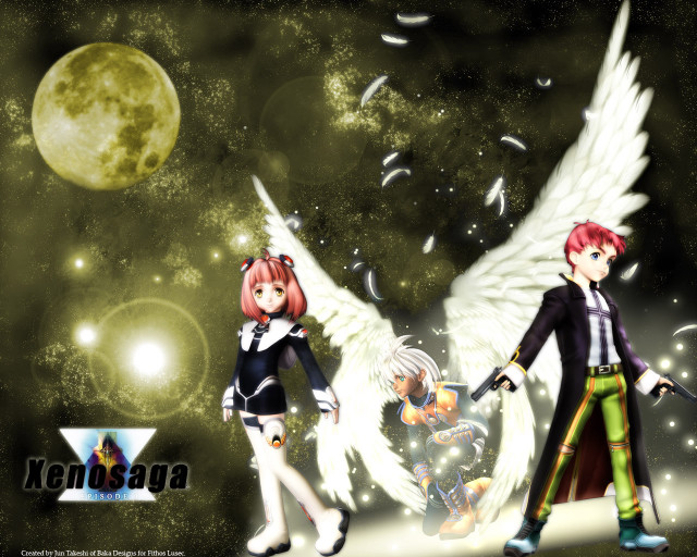 Anime wings moon stars holography free wallpaper for desktop - medium preview image