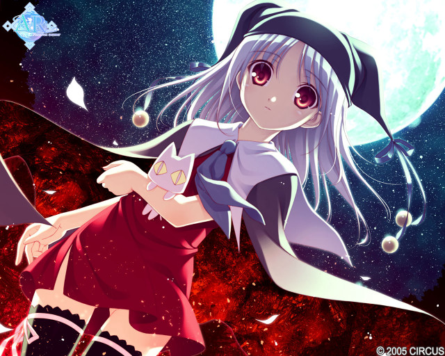 Witch girl fullmoon stars broom free wallpaper for desktop - medium preview image
