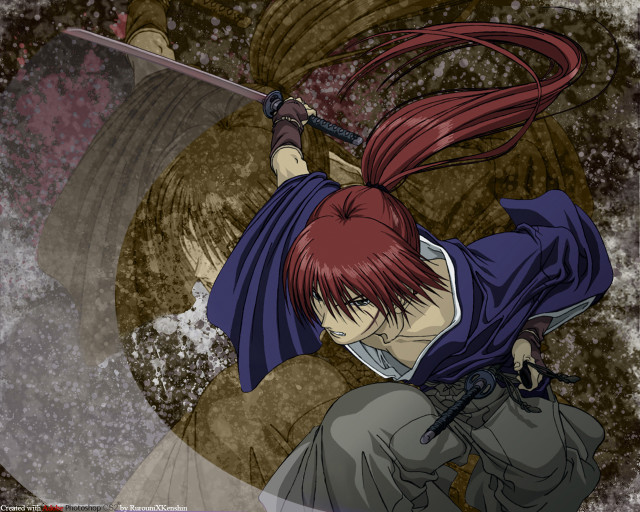 Red hair sword demon anime free wallpaper for desktop - medium preview image