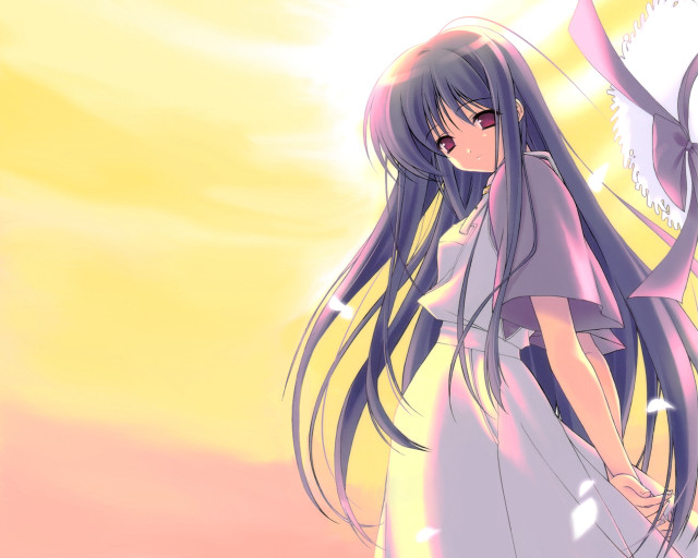 Woman sunlight pinkdress bird anime free wallpaper for desktop - medium preview image