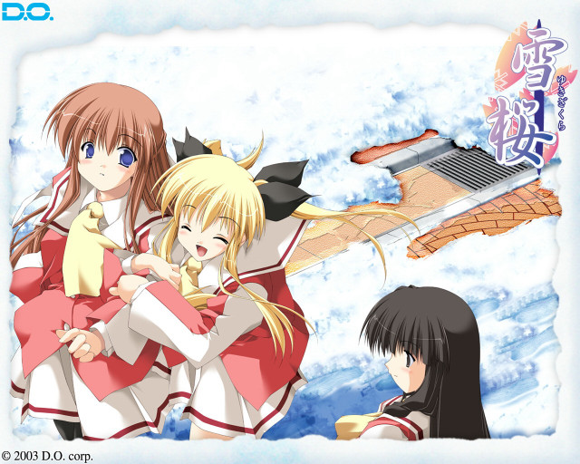 Anime girls snow building up free wallpaper for desktop - medium preview image