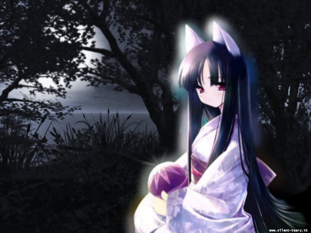 Woman cat ears kimono night free wallpaper for desktop - medium preview image