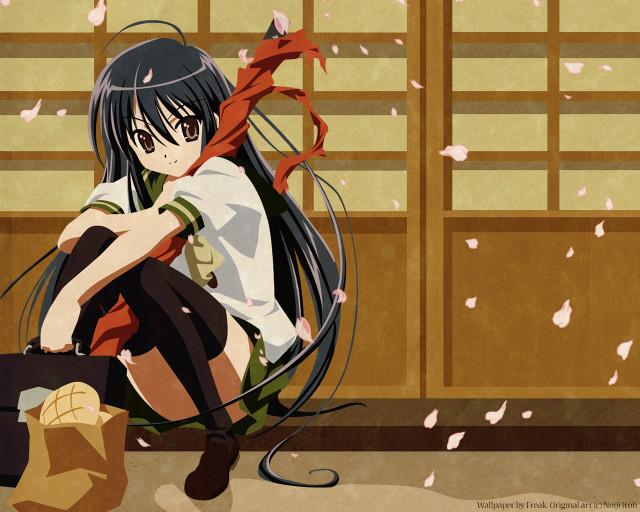 Woman sitting crossed legs anime #2 free wallpaper for desktop - medium preview image