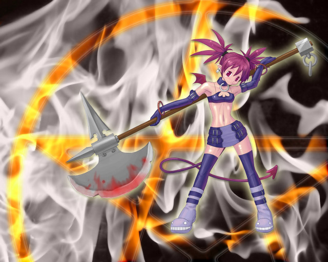 Cartoon axe fire demon yandere free wallpaper for desktop - medium preview image