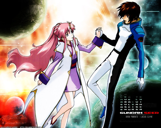 Anime couple space planet poster free wallpaper for desktop - medium preview image