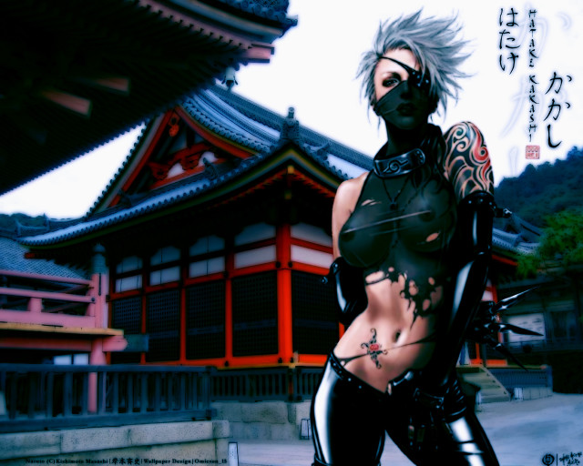 Woman cyberpunk ninja architecture library free wallpaper for desktop - medium preview image