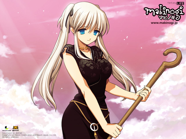 White haired woman metal pole free wallpaper for desktop - medium preview image