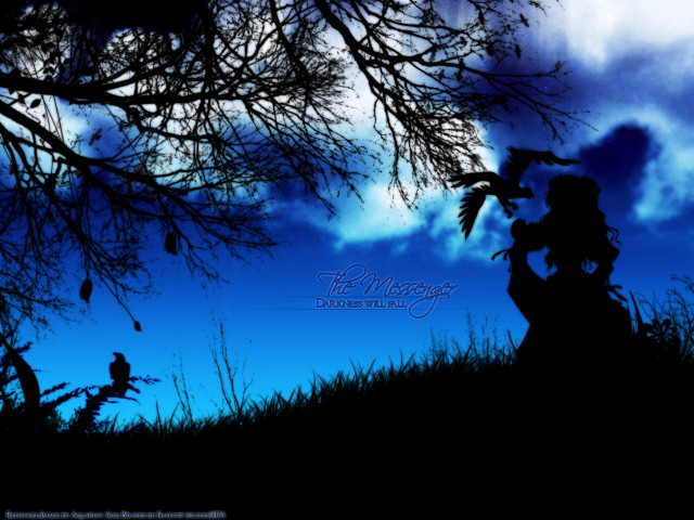 Silhouette bird field tree clouds free wallpaper for desktop - medium preview image