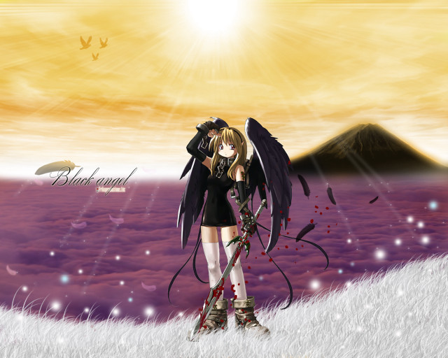 Angel wings snow mountain sunset free wallpaper for desktop - medium preview image