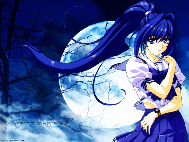 Girl moonlight blue hair gothic free wallpaper for desktop - medium preview image