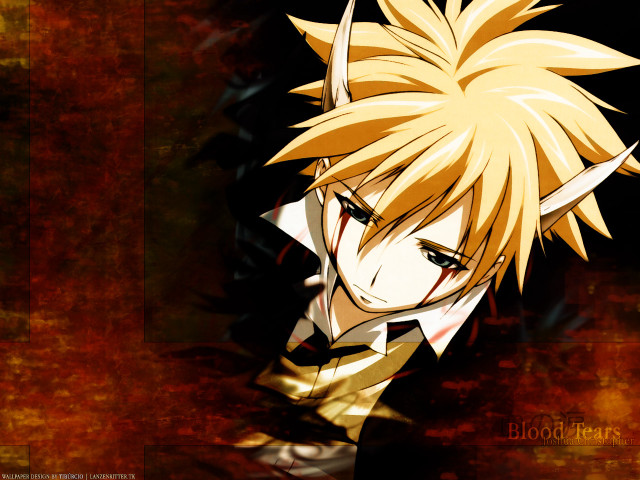 Blonde anime boy blood gothic free wallpaper for desktop - medium preview image