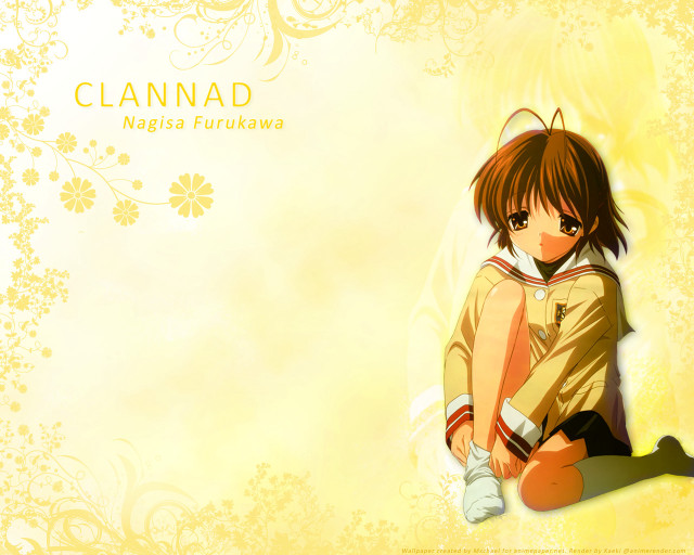 Anime girl sitting kyoto uniform free wallpaper for desktop - medium preview image