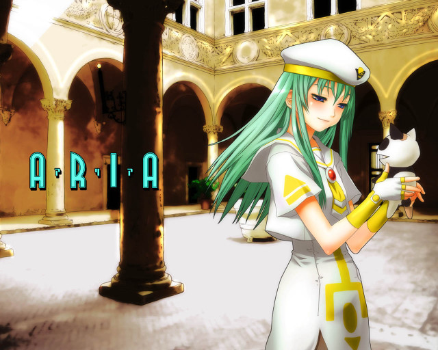 Sailor girl cat courtyard arcades free wallpaper for desktop - medium preview image