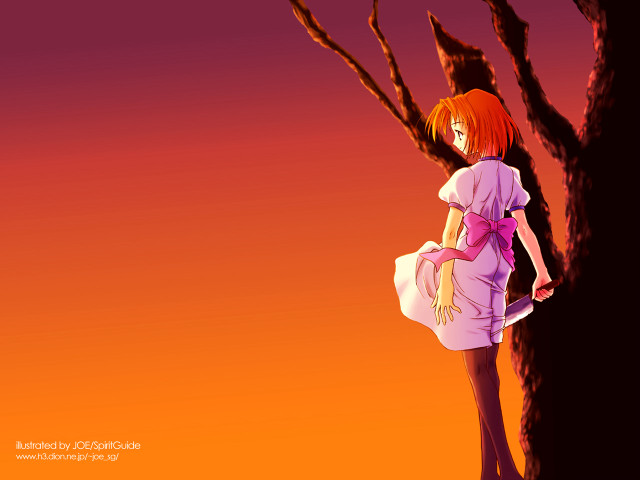 Girl dress tree pink red free wallpaper for desktop - medium preview image