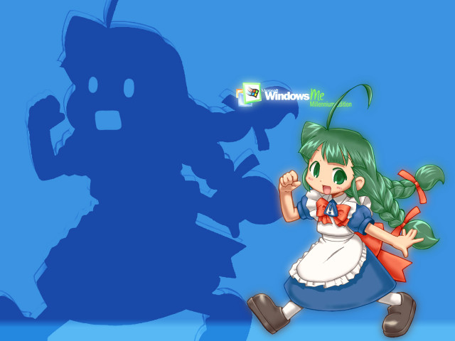 Green hair blue dress shadow free wallpaper for desktop - medium preview image