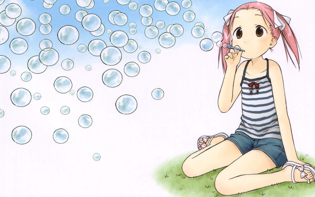 Girl bubble blowing anime camisole free wallpaper for desktop - medium preview image