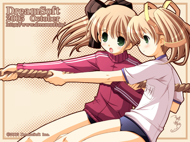 Anime girls baseball bat sisters free wallpaper for desktop - medium preview image