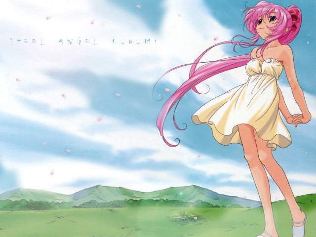 Pink hair girl white dress free wallpaper for desktop - medium preview image