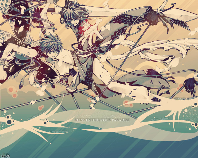 Ocean boat group anime fantasy free wallpaper for desktop - medium preview image