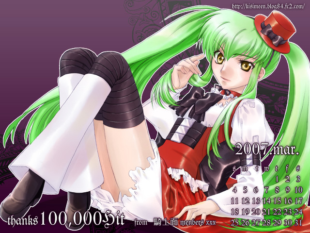 Green hair girl red hat free wallpaper for desktop - medium preview image